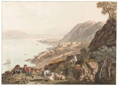Twann und Bielersee von Nordosten av Johann Jakob Biedermann