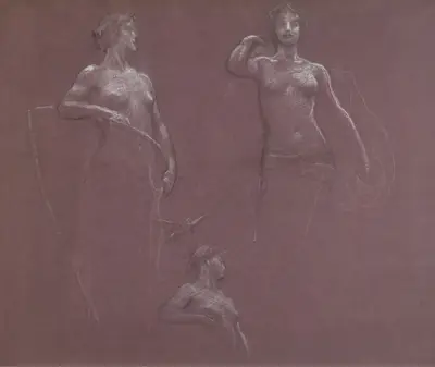 Studies for Ceres and Juno in ‘Prospero Summoning Nymphs and Deities’ av Herbert James Draper