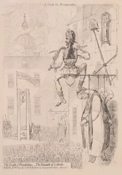 A view in perspective. The zenith of French Glory; the pinnacle of liberty av James Gillray