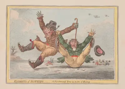 Elements of skateing. A fundamental error in the art of skaiting av James Gillray