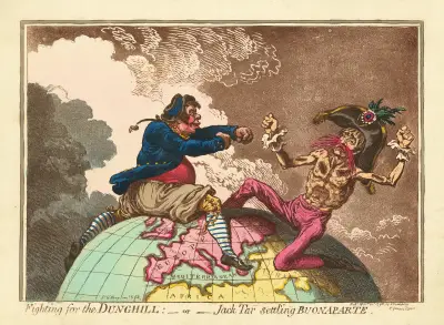 Fighting for the Dunghill – or – Jack Tar settling Buonaparte av James Gillray
