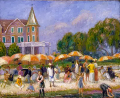 Beach Umbrellas at Blue Point av William James Glackens