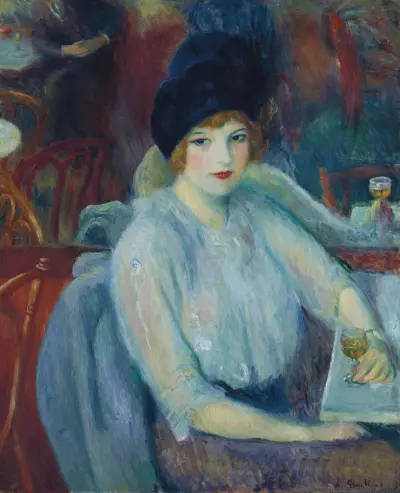 Café Lafayette (Porträtt av Kay Laurell) av William James Glackens