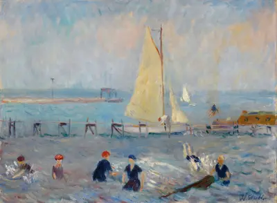 Seascape with Six Bathers, Bellport av William James Glackens