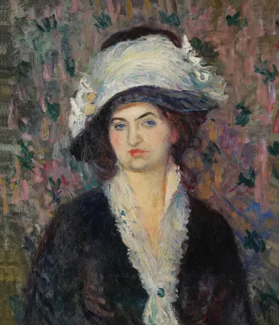 Butiksdam (Kvinna i fjäderhatt) av William James Glackens