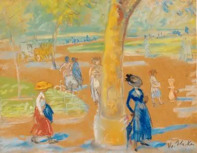 Woman with Umbrella, Washington Square av William James Glackens