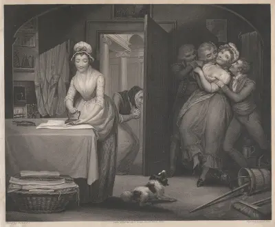 The Modest Girl and the Wanton; Fellow Servants in a Gentleman’s House av James Northcote