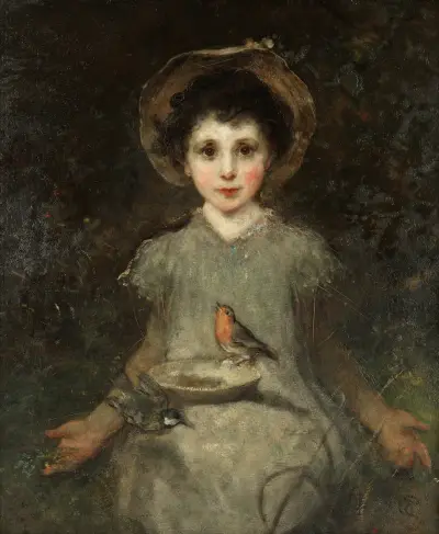 Portrait of a young girl av James Sant