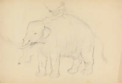 Elefant med ryttare av James Sowerby