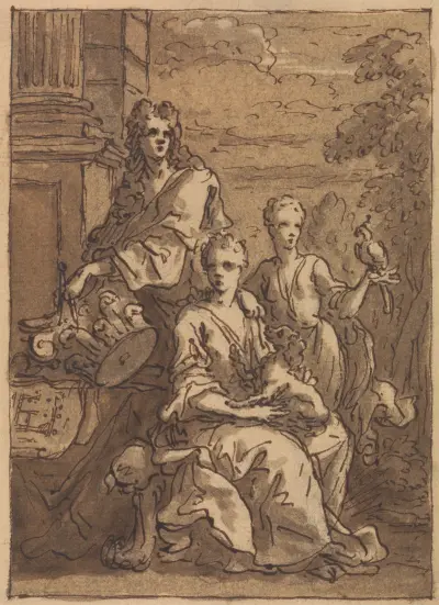 Design for a portrait of an architect or a painter av Sir James Thornhill