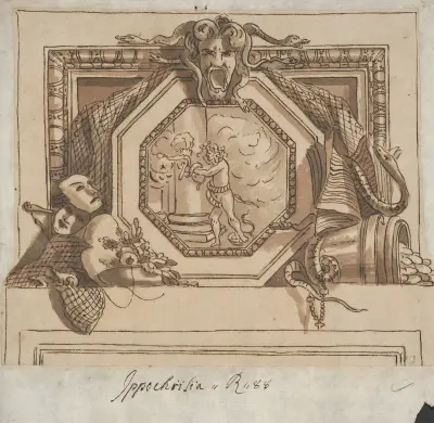 Design of Apollo and the Python for a Painted over-door Decoration av Sir James Thornhill