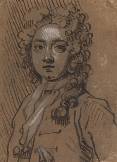 Portrait bust of a man in full-length wig av Sir James Thornhill