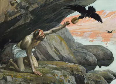 Elia matas av korparna av James Tissot