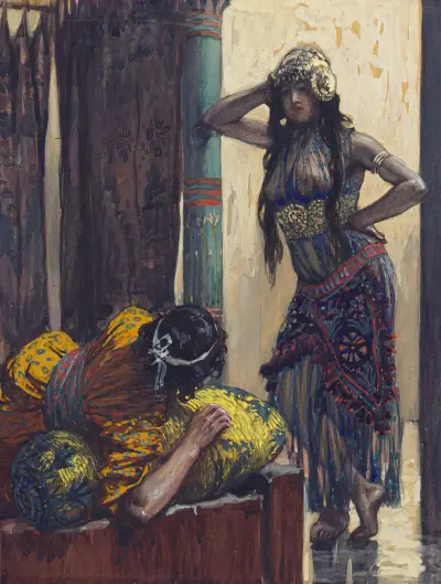 Jisebel ger Ahab råd av James Tissot