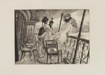 Galleriet på 'Calcutta' (Minne från en bal ombord) av James Tissot