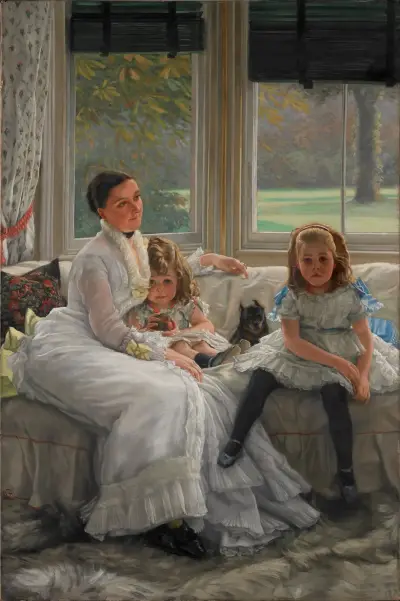 Portrait Of Mrs Catherine Smith Gill And Two Of Her Children av James Tissot