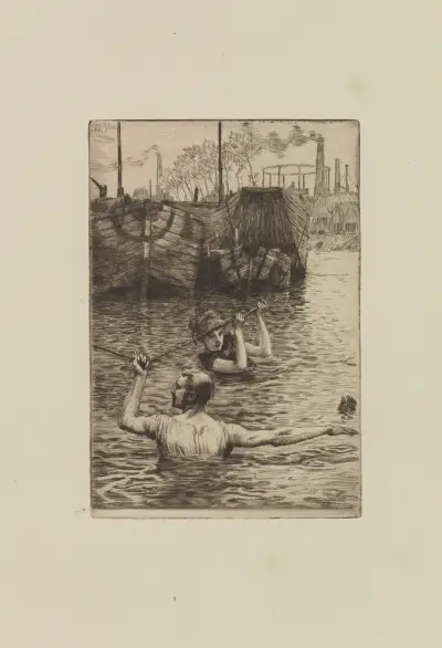Renée och Reverchon som simmar i Seine av James Tissot