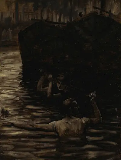 Renée and Reverchon Swimming in the Seine av James Tissot