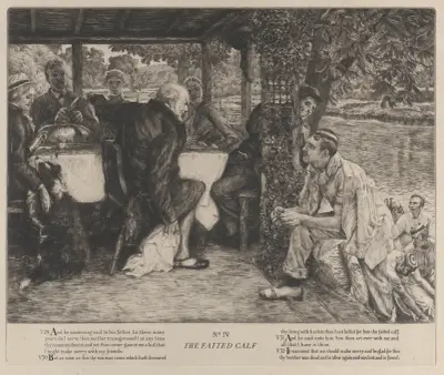 Liknelsen om den förlorade sonen, nr IV: Den gödda kalven av James Tissot