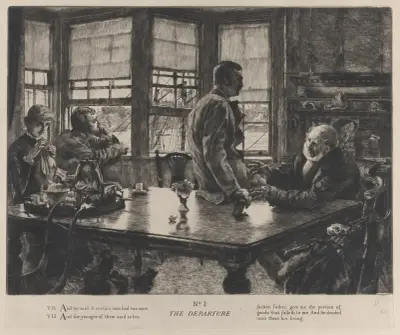 Liknelsen om den förlorade sonen; Avfärden nr 1 av James Tissot