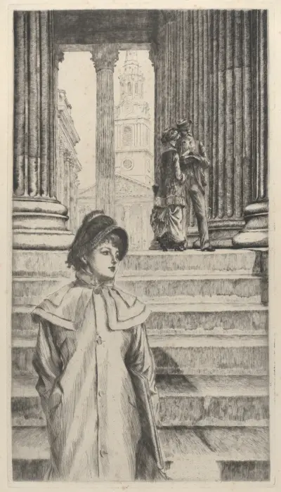 Die Säulenhalle der National Gallery, London von James Tissot