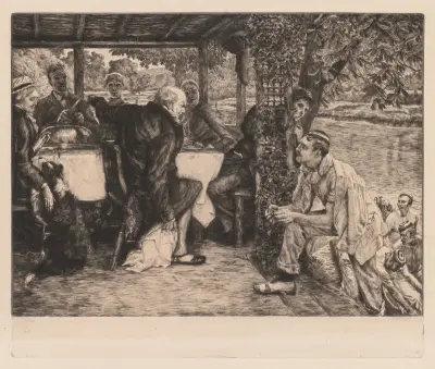 The Prodigal Son; The Fatted Calf (L’enfant prodigue; le veau gras) von James Tissot