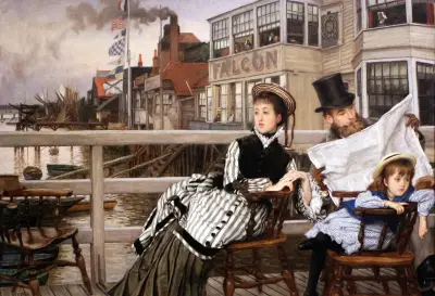I väntan på färjan vid Falktavernan av James Tissot