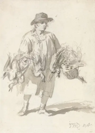 A Rustic Carrying Ducks av James Ward