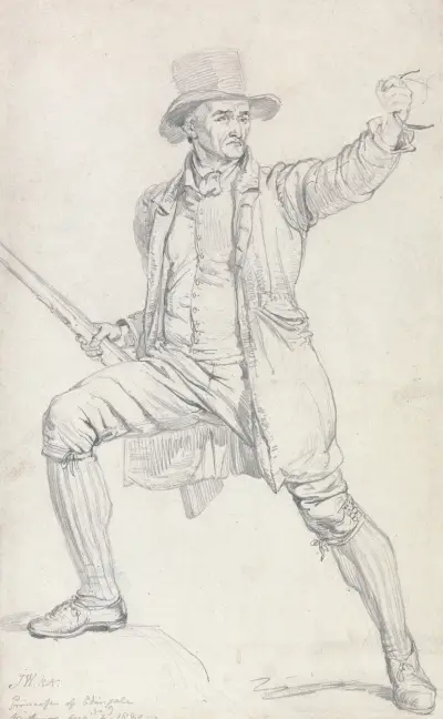 Studie för huvudfiguren i Wards målning 'The Deer Stealer' av James Ward
