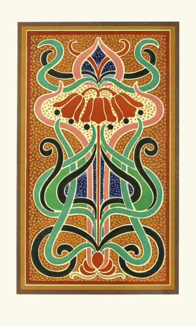 Design showing Analysis of Colour in a ‘Peacock’s Plumage’ av James Ward