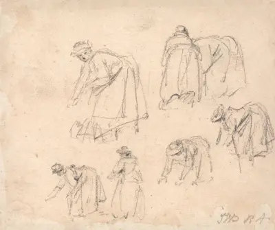 Figurstudier; kvinnor i arbete av James Ward