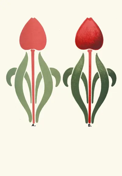 Flat and Uniform Application of Colours at A, and Gradated Effect of the same Colours,used with a Full Brush at B av James Ward