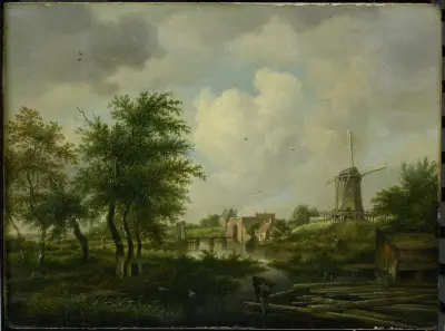 De vervallen wal te Amsterdam met de Weteringpoort, gezien over de Buitensingel av Jan Hulswit
