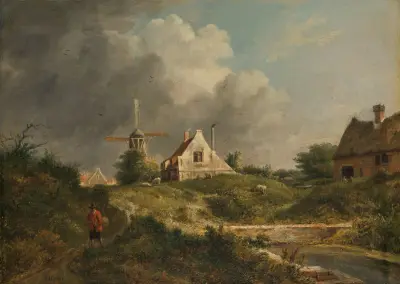 Gezicht aan de vervallen wal te Amsterdam aan de stadszijde tussen de Muiderpoort en de Weesperpoort av Jan Hulswit
