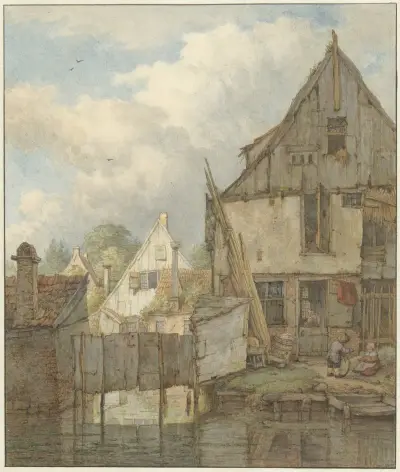 Vervallen huizen aan het water av Jan Hulswit