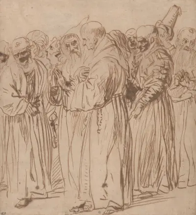 A Group of Standing Monks and other Figures av Jan Lievens