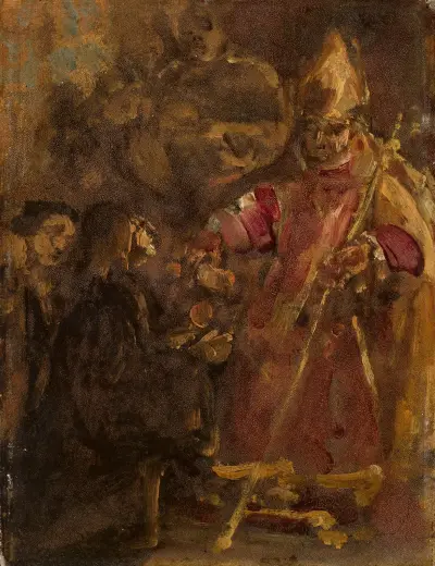 Biskop Lubrański grundar den kyrkliga akademin i Poznań, skiss av Jan Matejko