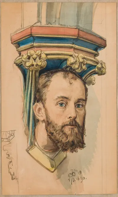Konsol i form av ett manshuvud (porträtt av T. Stryjeński) av Jan Matejko