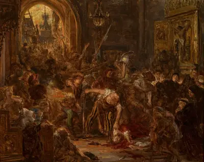 Tęczyńskis död i franciskanernas kyrka av Jan Matejko