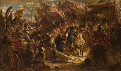 Jan III. Sobieski übergibt dem Papst einen Brief mit der Botschaft vom Sieg über die Türken bei Wien 1683 von Jan Matejko