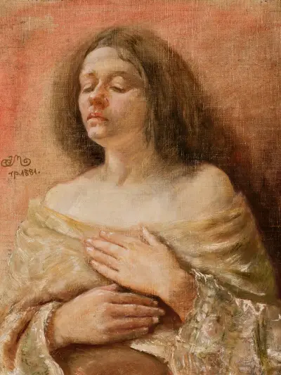 Portrait study of a woman av Jan Matejko