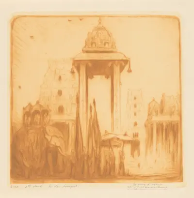 Binnenhof van een tempel in Brits-Indië von Wijnand Otto Jan Nieuwenkamp