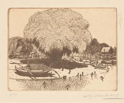 Gezicht op Loloan Barat op Bali von Wijnand Otto Jan Nieuwenkamp