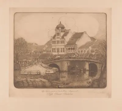 Het kantoorgebouw van de Firma Sluyters & Co. Kali Besar Batavia av Wijnand Otto Jan Nieuwenkamp