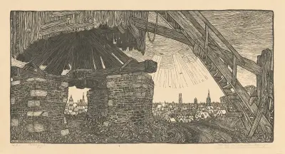 Underslag av en kornkvarn i Brügge av Wijnand Otto Jan Nieuwenkamp