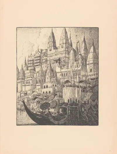 Palats vid en flod i Benares av Wijnand Otto Jan Nieuwenkamp