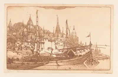 Pråm med ved, Benares av Wijnand Otto Jan Nieuwenkamp