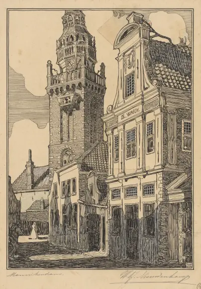 Speeltoren en Waag te Monnickendam av Wijnand Otto Jan Nieuwenkamp