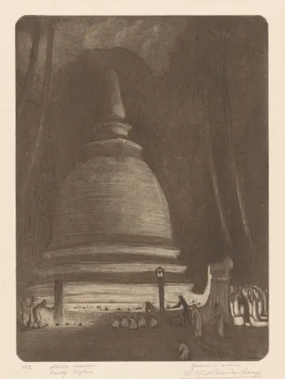 Stupa i Kandy på Sri Lanka vid natt av Wijnand Otto Jan Nieuwenkamp