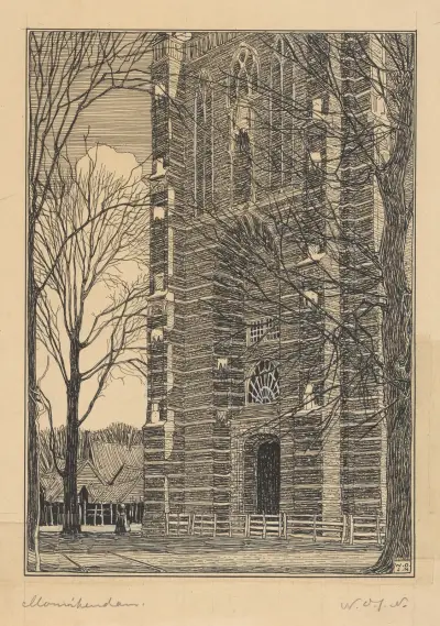 Tornet i Grote of Sint-Nicolaaskerk i Monnickendam av Wijnand Otto Jan Nieuwenkamp